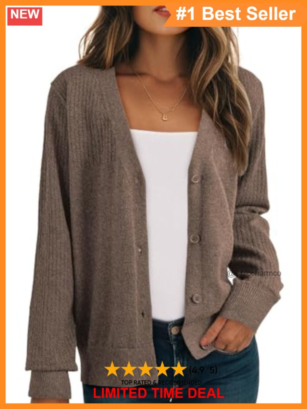 Wool Blend Knit V Neck Button Down Cardigan Sweater